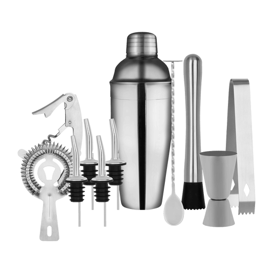 Zanzi Cocktail Set 11pc Stainless Steel In Bartender Bag - Kitchenly