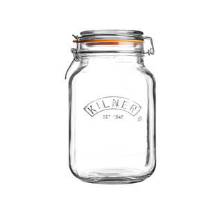 Clip Top Square Jar, 1.5 Litre