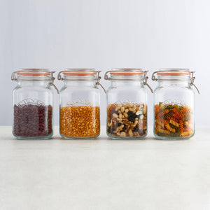 Clip Top Square Jar, 1.5 Litre