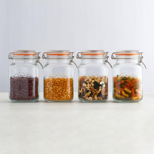 Clip Top Square Jar, 1.5 Litre