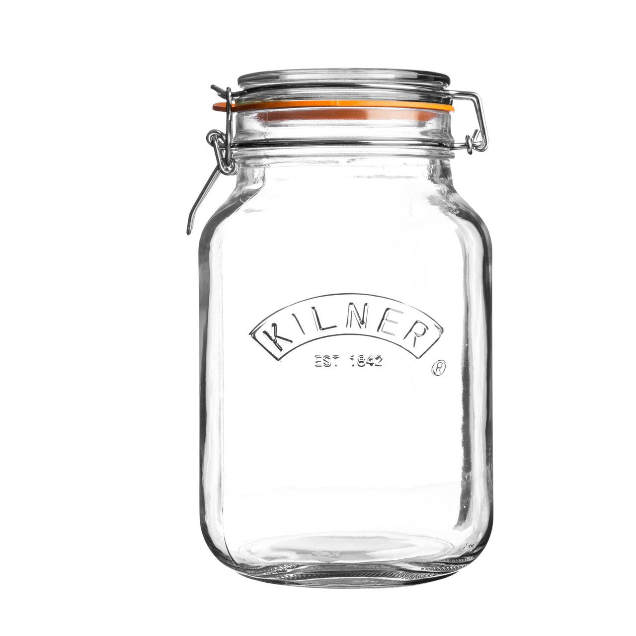 Clip Top Square Jar, 2 Litre