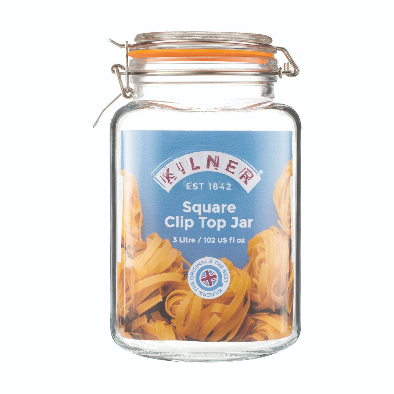 Clip Top Square Jar, 3 Litre
