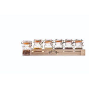 Set of 7 Glass Clip Top Spice Jars, 70ml