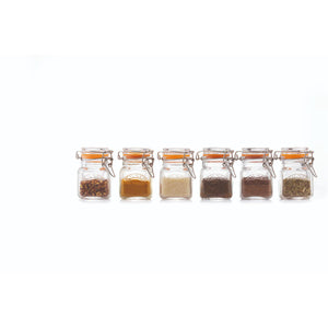 Set of 7 Glass Clip Top Spice Jars, 70ml