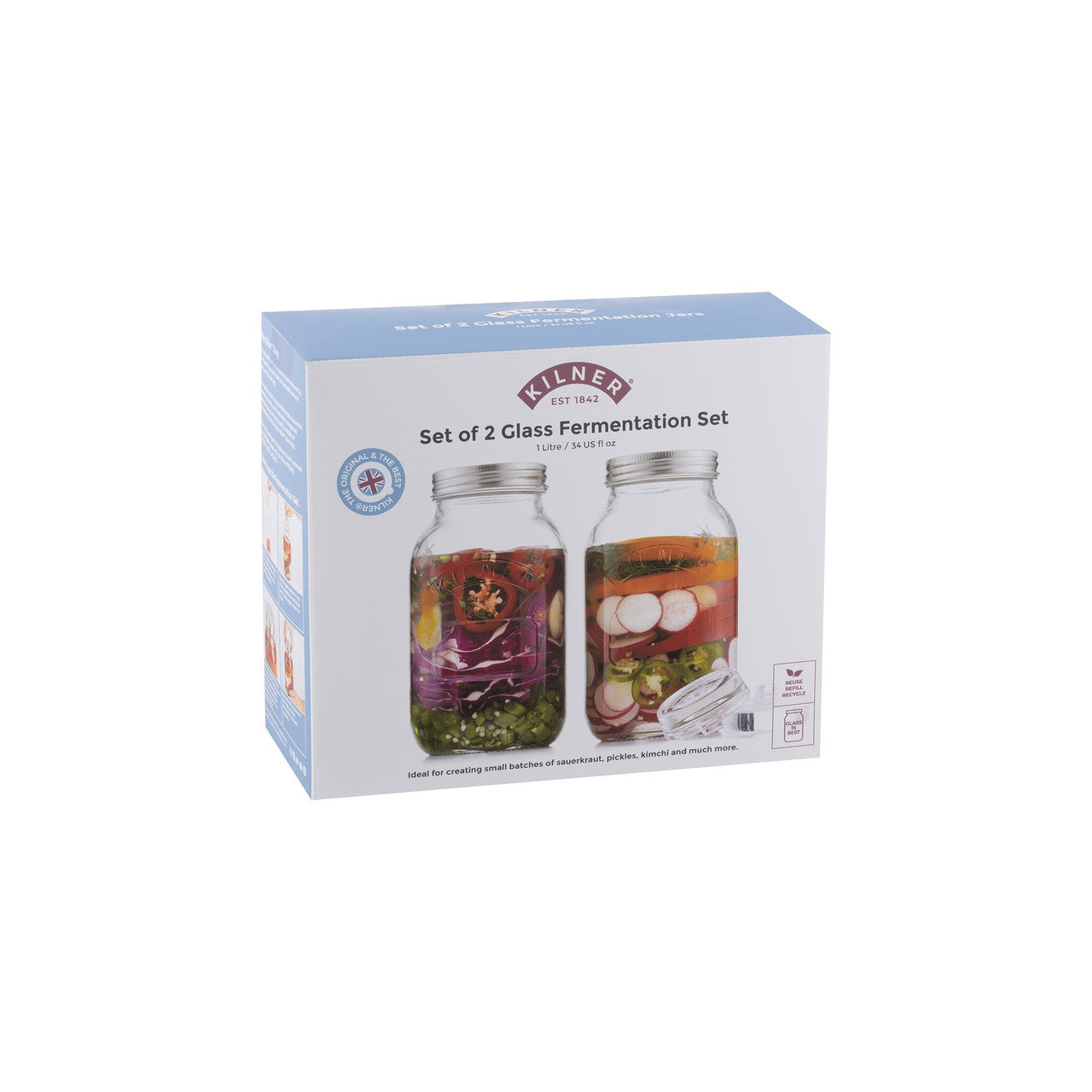 Set of 2 Fermentation Jars, 1 Litre