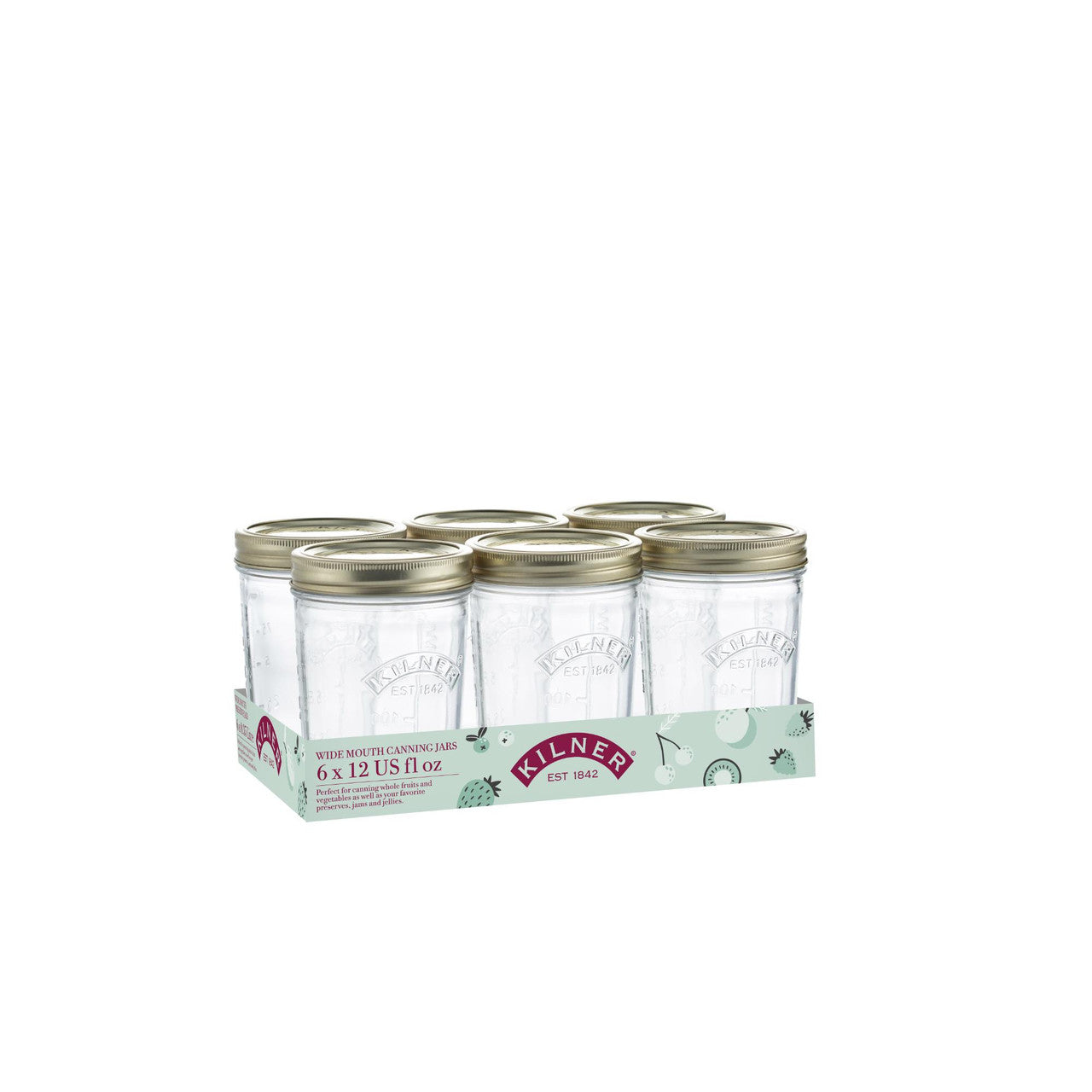 Pack of 6 Wide Mouth Preserve Jars, 350ml