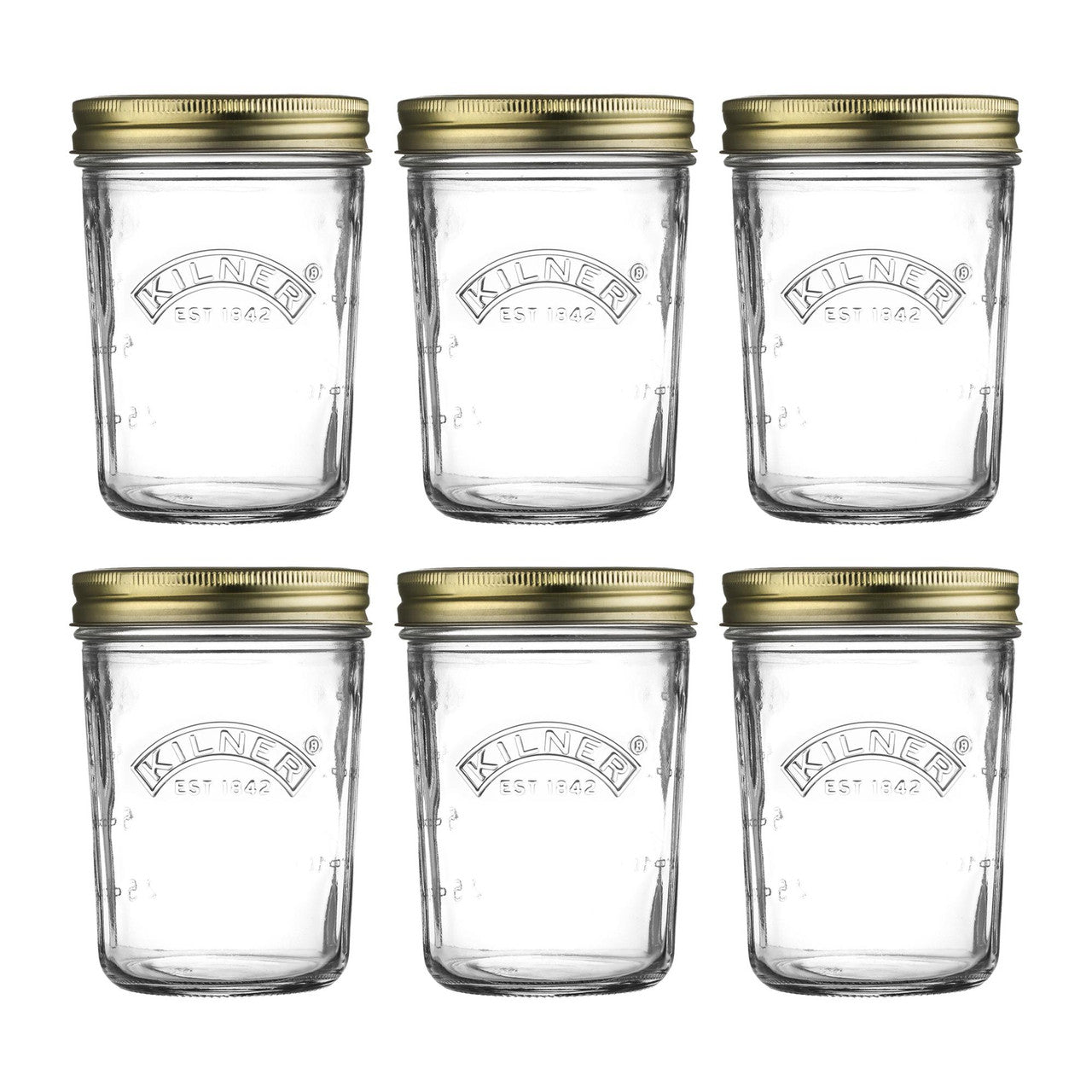 Pack of 6 Wide Mouth Preserve Jars, 350ml