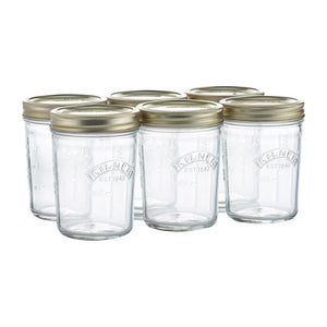 Pack of 6 Wide Mouth Preserve Jars, 350ml