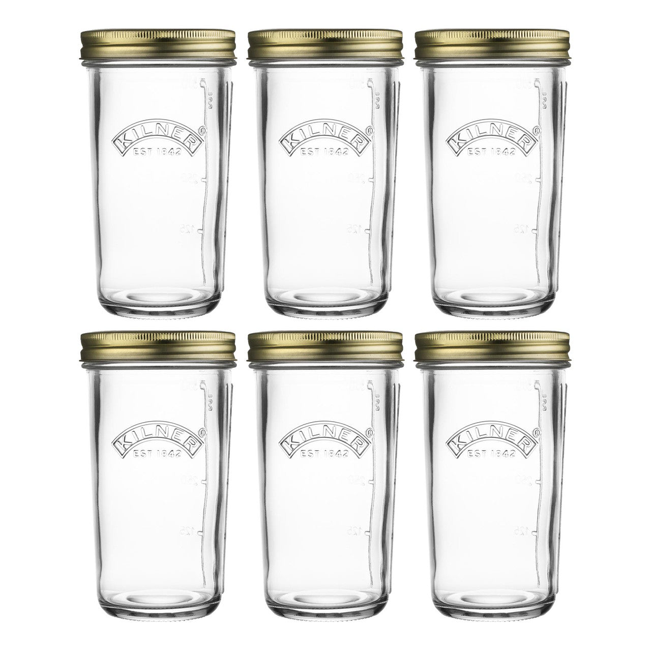 Pack of 6 Wide Mouth Preserve Jars, 500ml