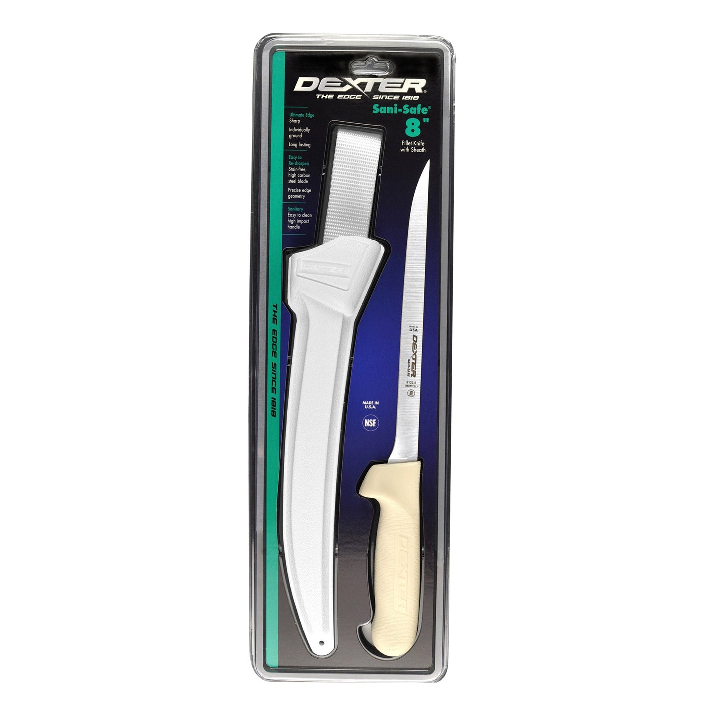 SANI-SAFE® 7"/18cm Narrow Fillet Knife W/Sheath - 23cm