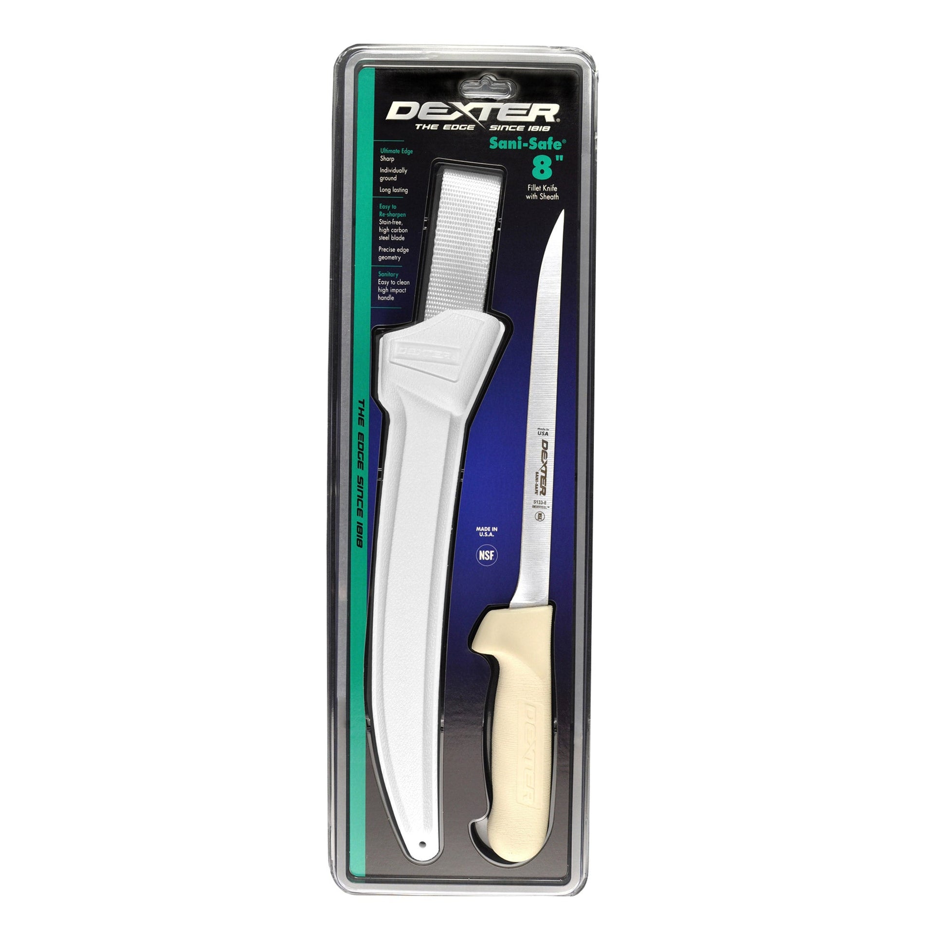 SANI-SAFE® 7"/18cm Narrow Fillet Knife W/Sheath - 20cm