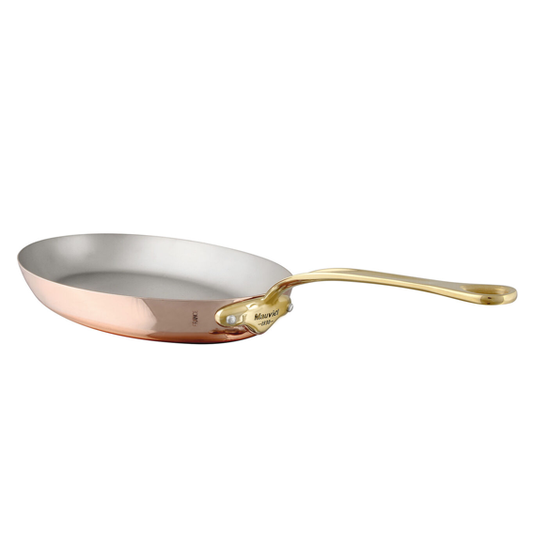 Matfer Bourgeat Frypan Copper Oval 350mm Brass Handle - Kitchenly