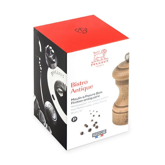 Bistro Antique Pepper Mill in Aged Wood, 10 cm