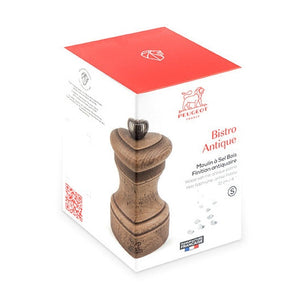 Bistro Antique Salt Mill in Aged Wood, 10cm