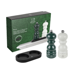 Parisrama u'Select Salt & Pepper Mills Duo Gift Set, 15cm + Matt Black Bamboo Tray