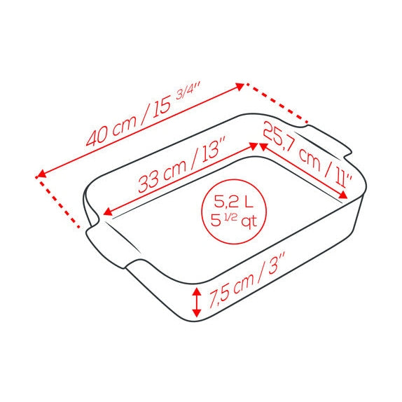 Appolia Rectangular Baker, 40cm