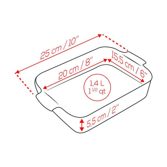 Appolia Rectangular Baker, 25cm