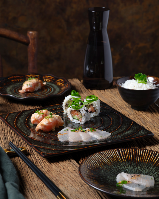 Tablekraft Fusion Square Tile Plate - 256mm, Patina , Box of 4