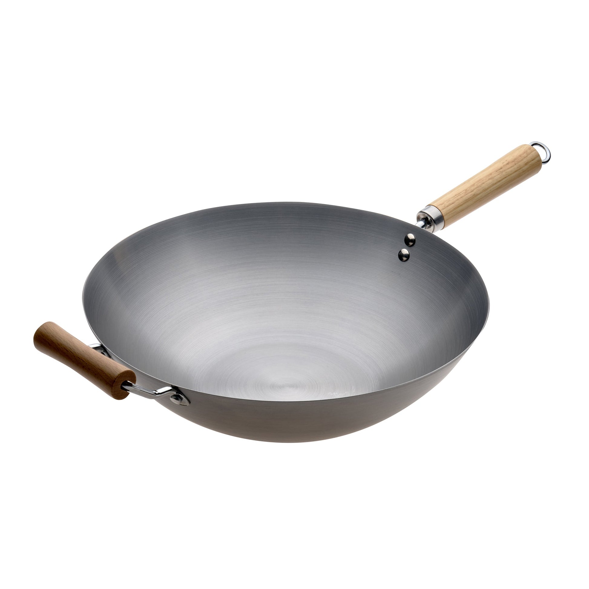 Wok with Wood Long and Helper Handle
