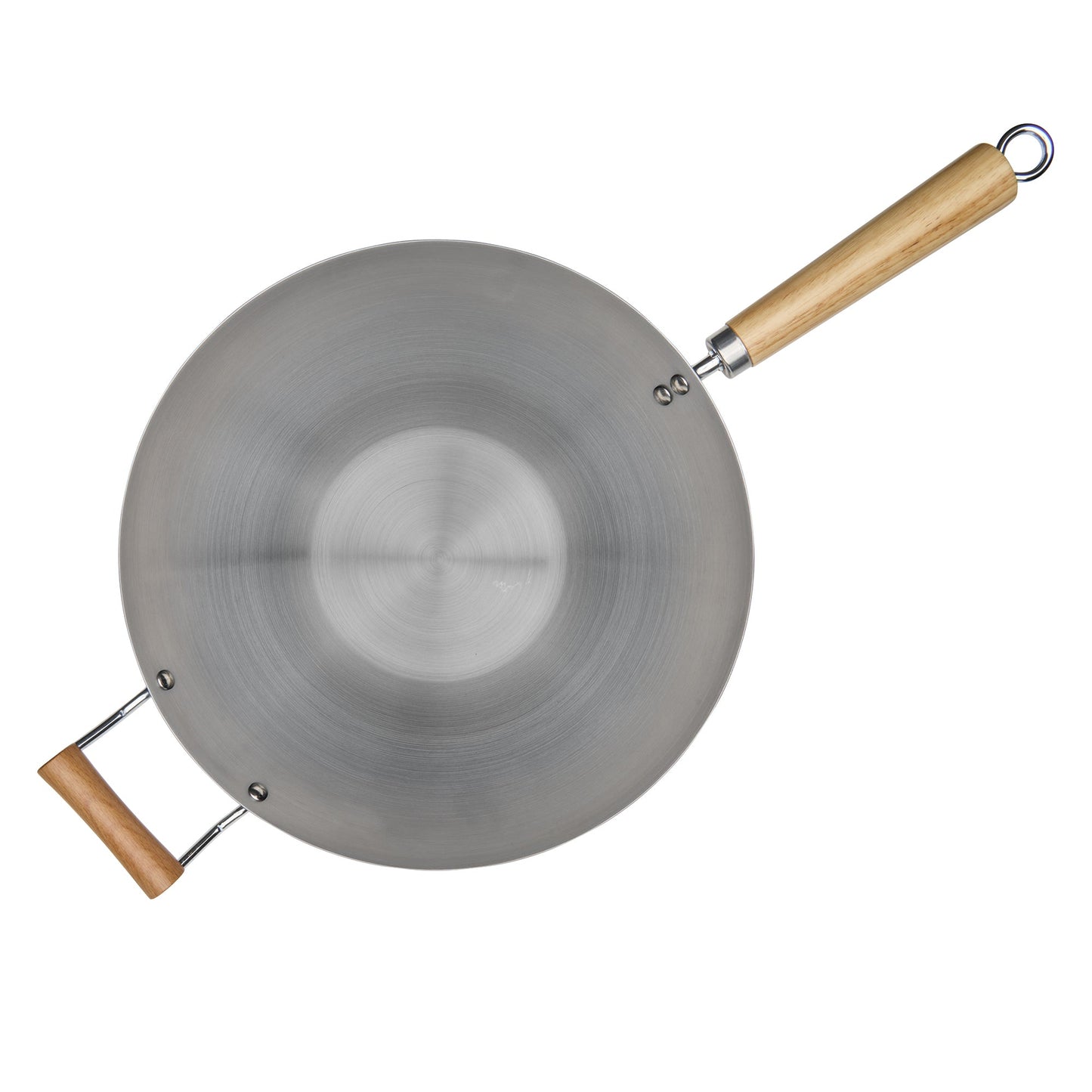 Wok with Wood Long and Helper Handle