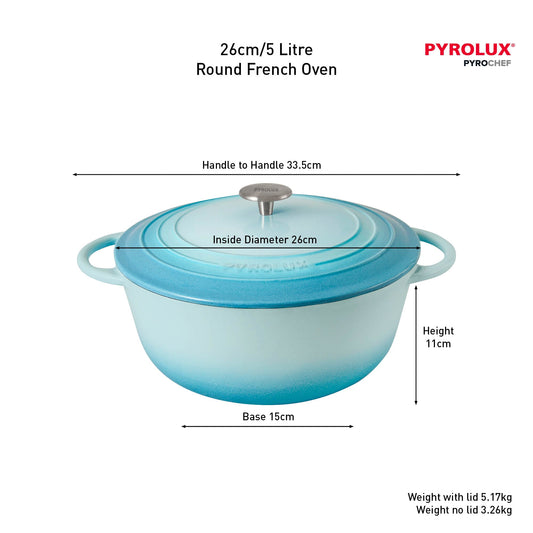 PYROCHEF Round French Oven Duck Egg Blue