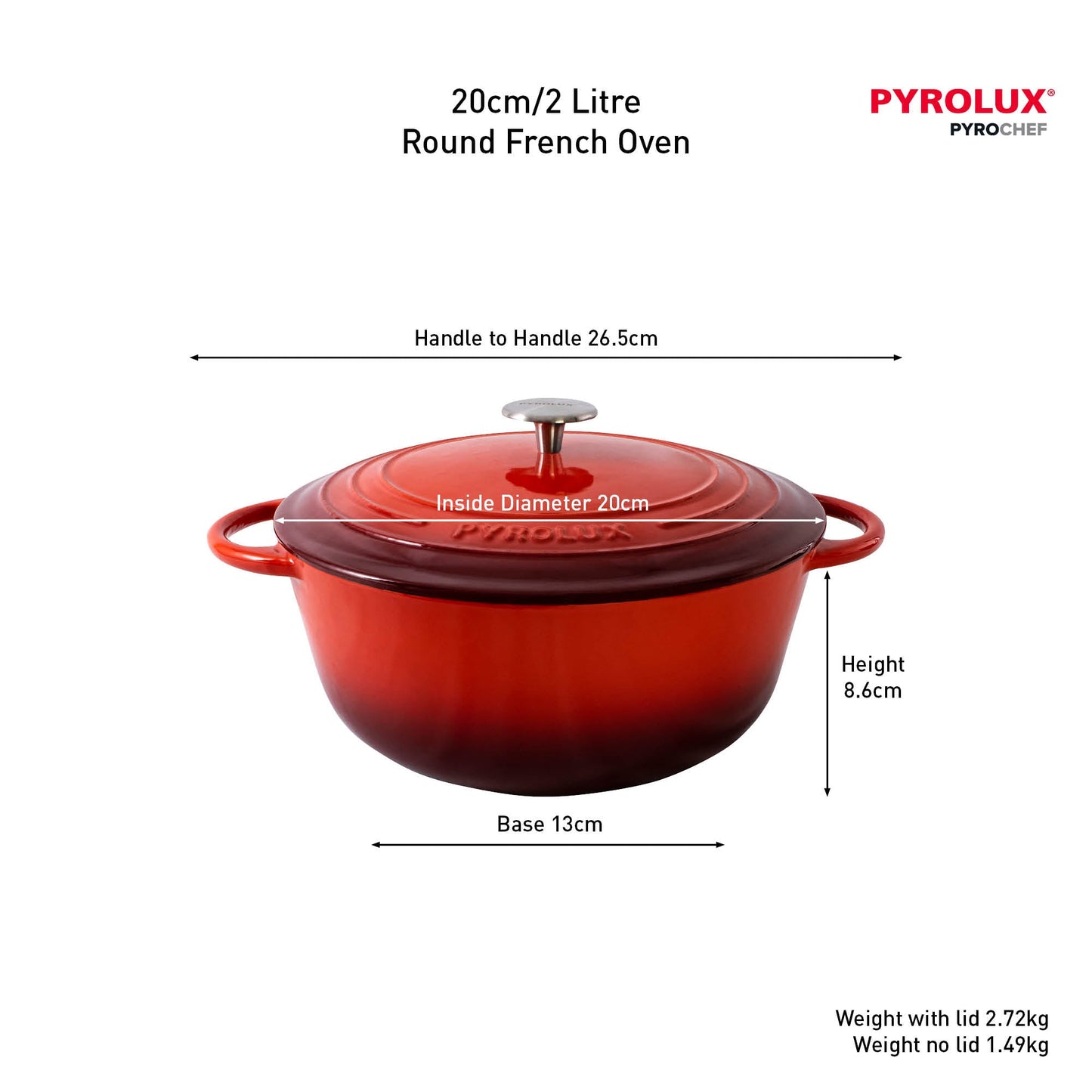 PYROCHEF Round French Oven Chilli Red