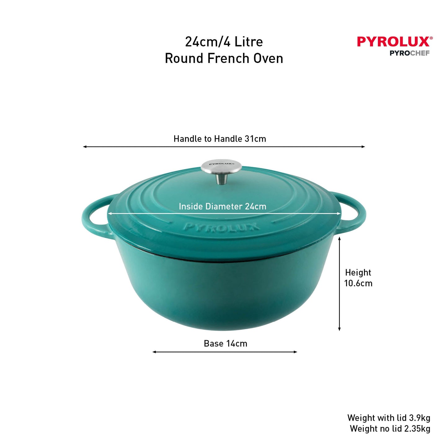 PYROCHEF Round French Oven Aqua Marine