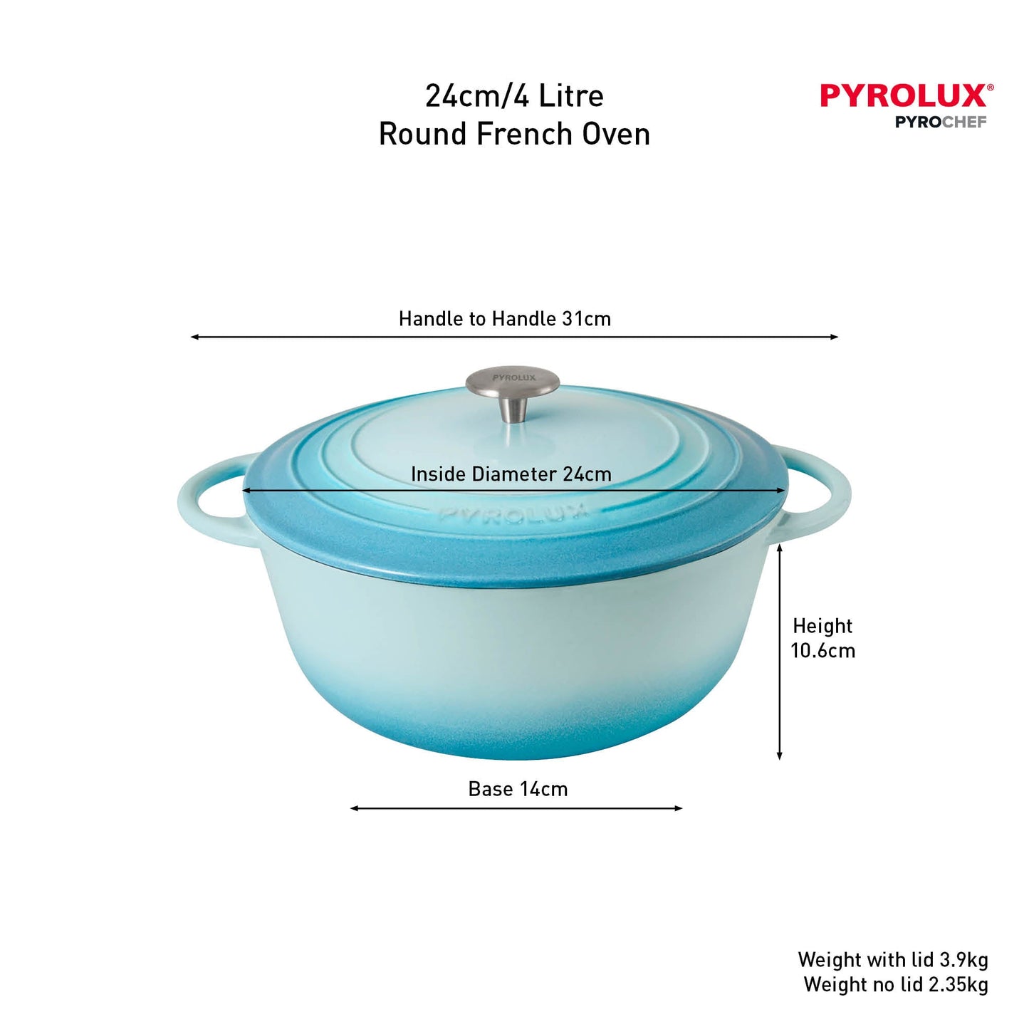 PYROCHEF Round French Oven Duck Egg Blue