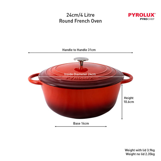 Pyrolux PYROCHEF Round French Oven Chilli Red 24cm/4L