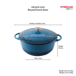 PYROCHEF Round French Oven  Ocean Blue