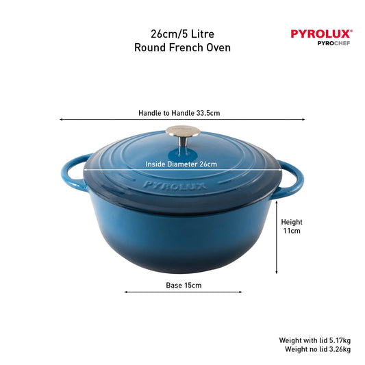 PYROCHEF Round French Oven  Ocean Blue
