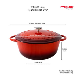 Pyrolux PYROCHEF Round French Oven Chilli Red 28cm/6L
