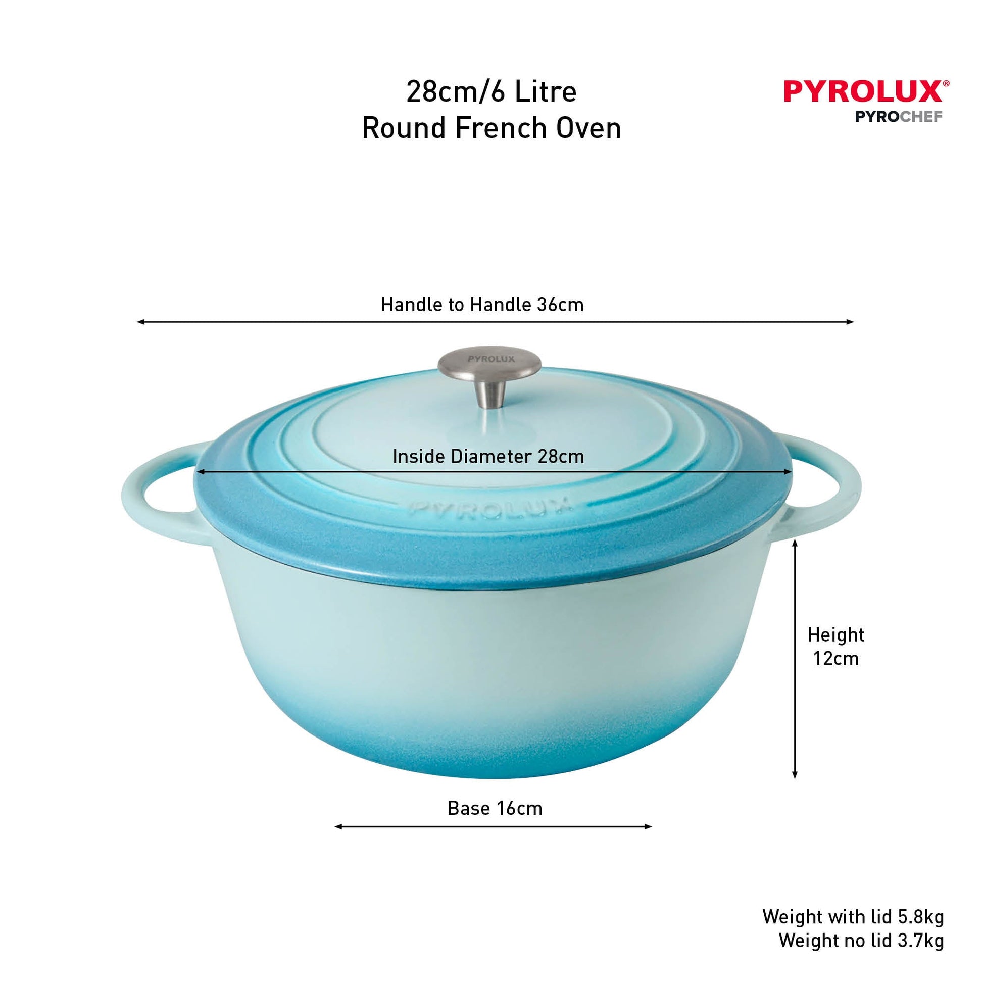 PYROCHEF Round French Oven Duck Egg Blue