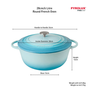PYROCHEF Round French Oven Duck Egg Blue