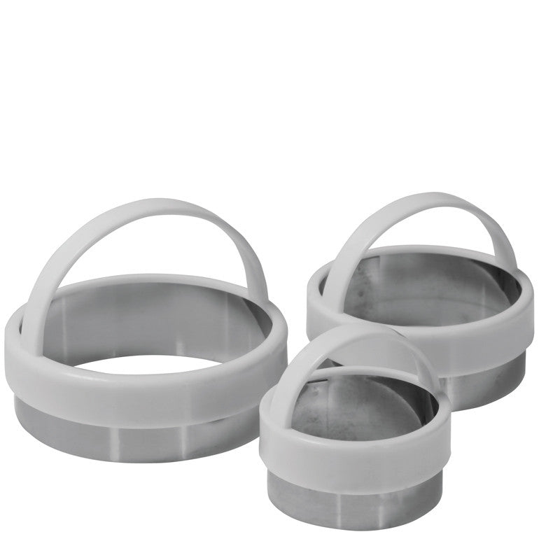 Straight Edge Cookie Cutters, with White Plastic Handle