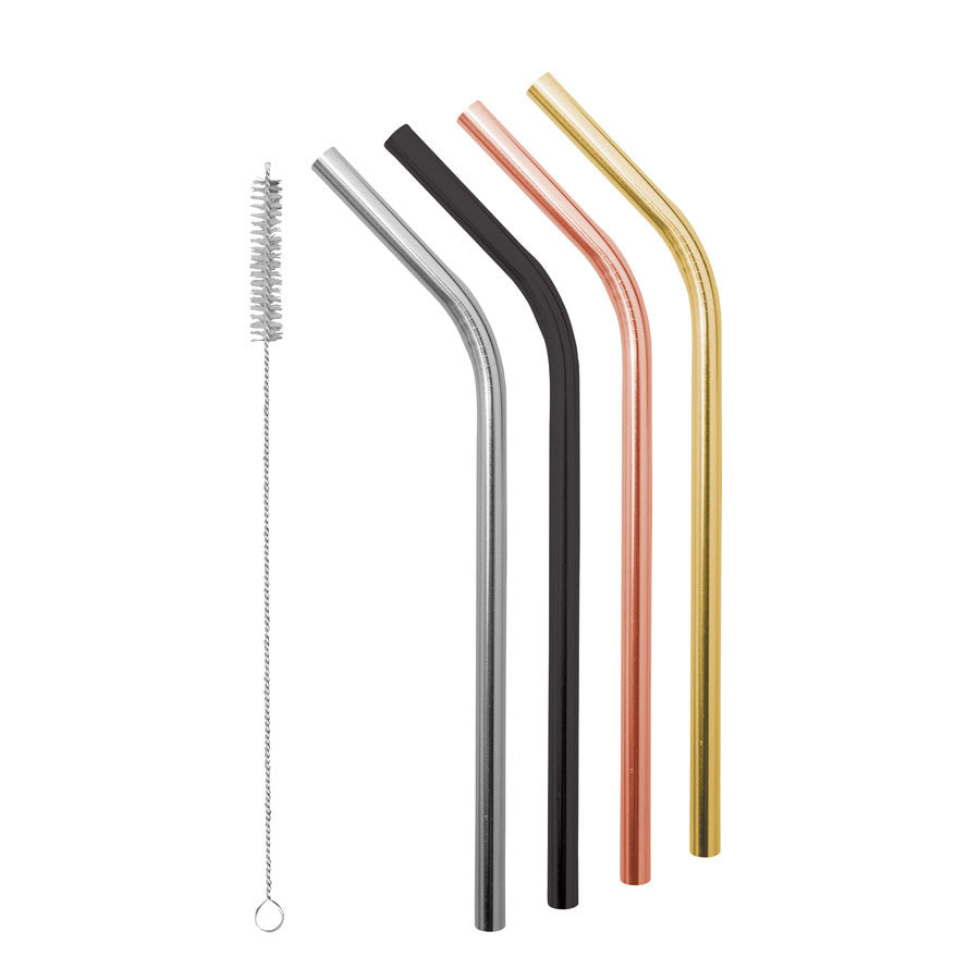 Stainless Steel Smoothie Straws, with Cleaning Brush