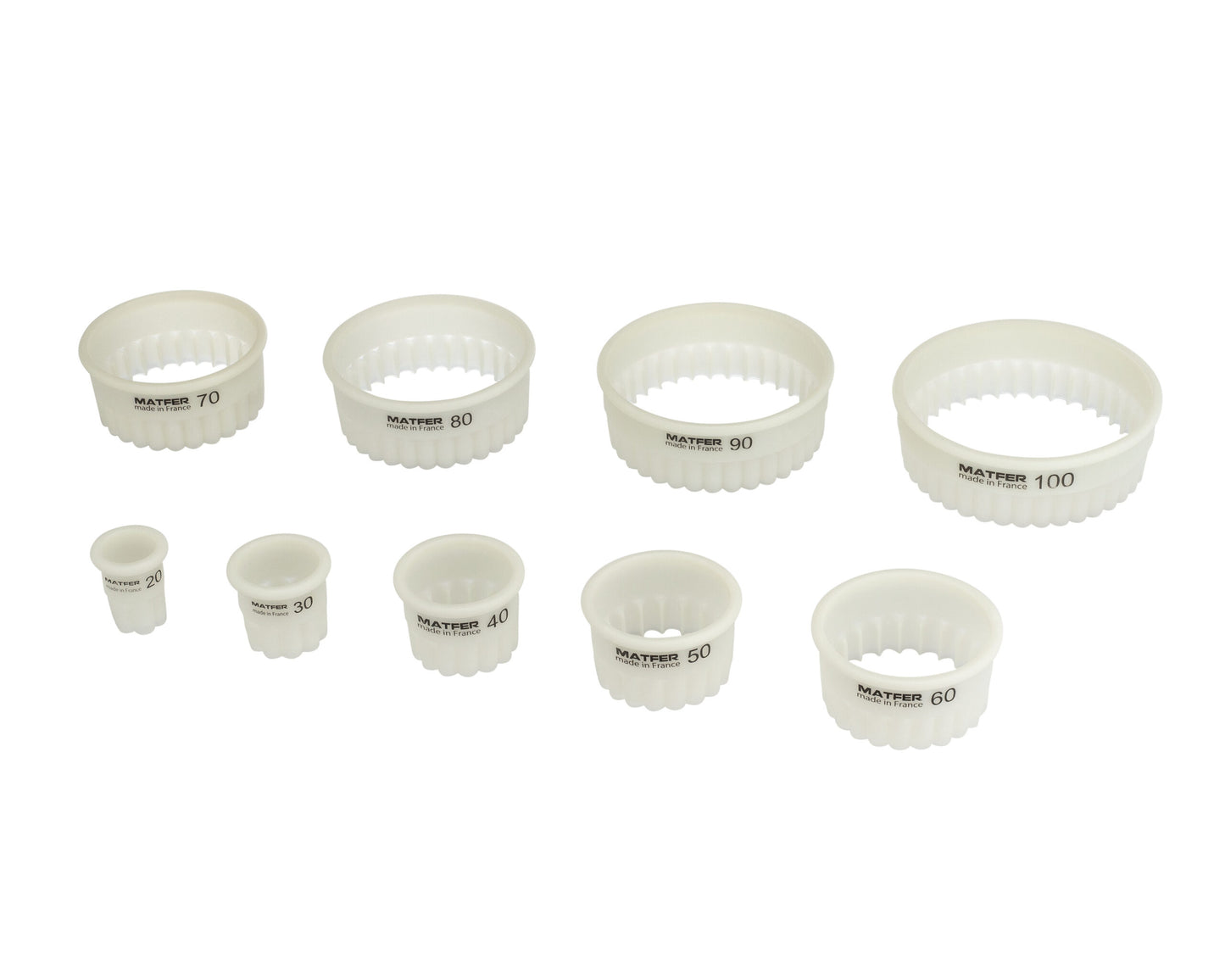 Matfer Bourgeat Exoglass Fluted Cutters - Set of 9, Even Edge