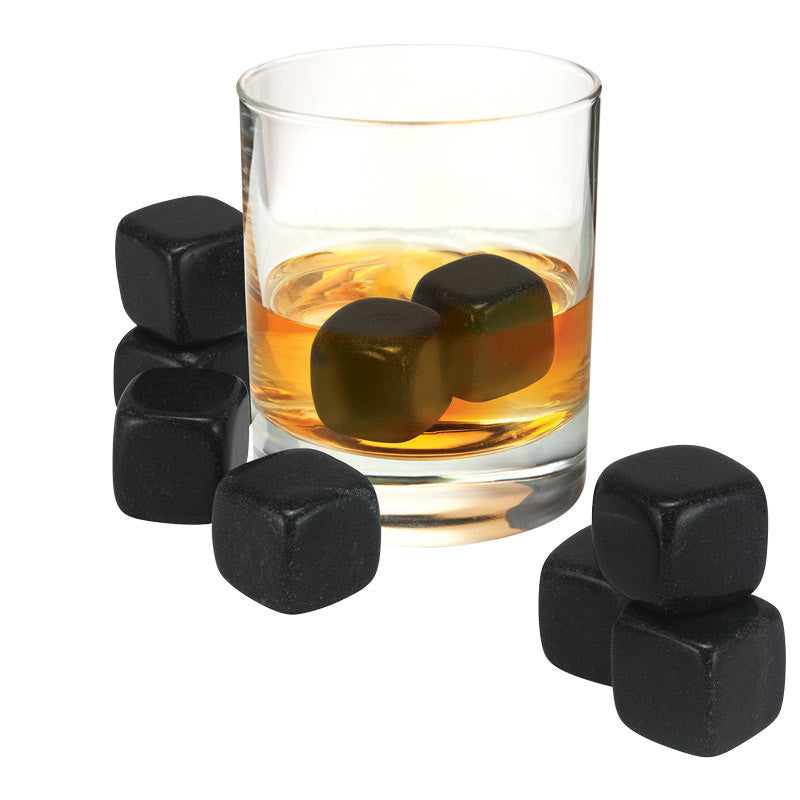 Whisky Rock Set With Velvet Pouch and Box - Black Granite