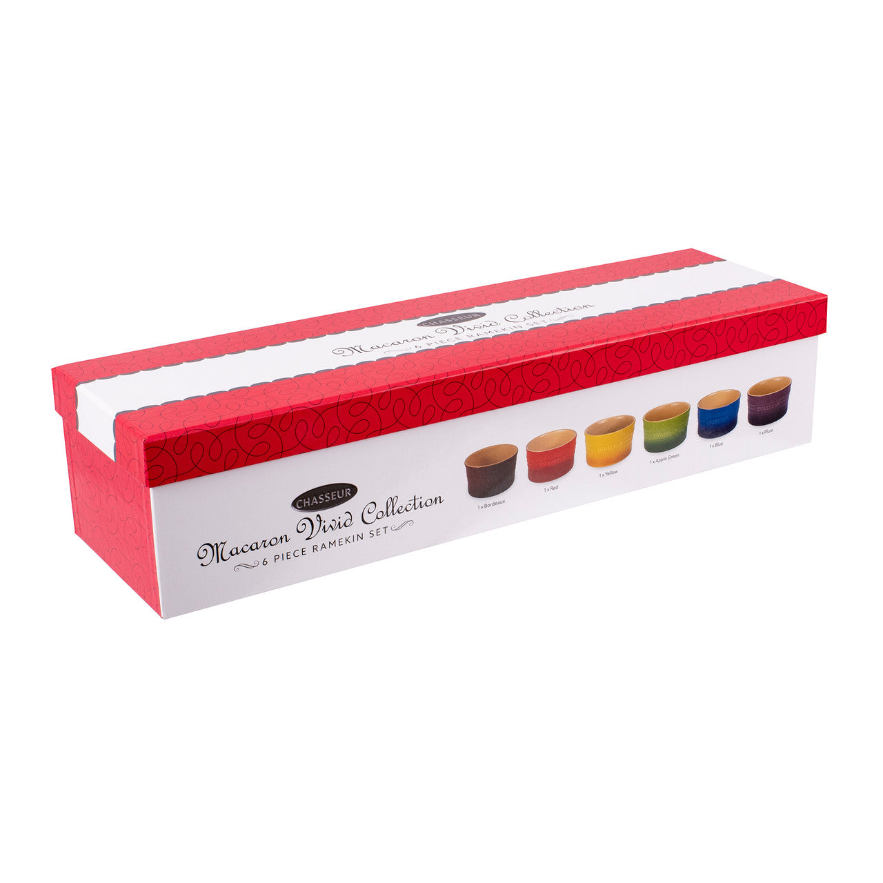 Macaron Vivid 6-Piece Ramekin Set (Bordeaux / Red / Yellow / Apple / Blue / Plum)