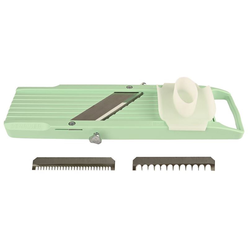 Benriner – No. 1 Vegetable Slicer 64mm – Thickness 0.3mm-5mm Interchange Blades Green (Made in Japan)