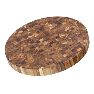 TeakHaus – Butcher Block Teak End Grain Carving and Cutting Board Round 45.5×5.1cm