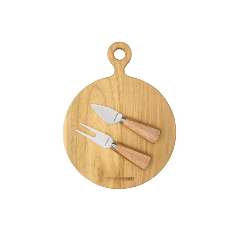 Peer Sorensen – Round Board with 2pc Cheese Knife Set Teak 26x20cm