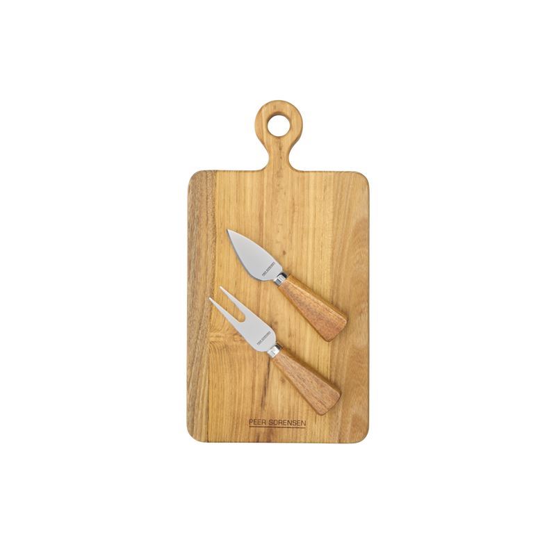 Peer Sorensen – Rectangular Board with 2pc Cheese Knife Set Teak 30x16cm