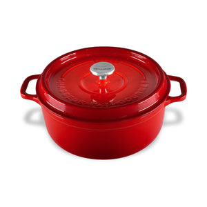 Gourmet Round French Oven, 26cm/5 Litre, Cast Iron, Crimson