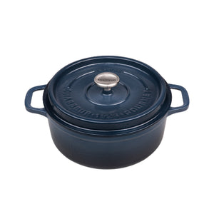 Gourmet Round French Oven 28cm/6.1 Litre, Cast Iron, Midnight Blue
