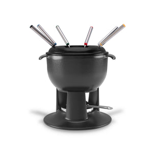 Fondue Set 21cm/1.4L, Cast Iron, Matte Black
