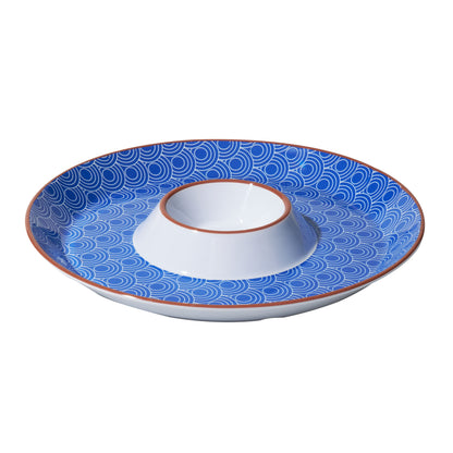 Round Sharing Plate with sauce bowl - Wave