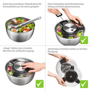 Salad spinner SPEEDWING®, stainless steel, 5 L