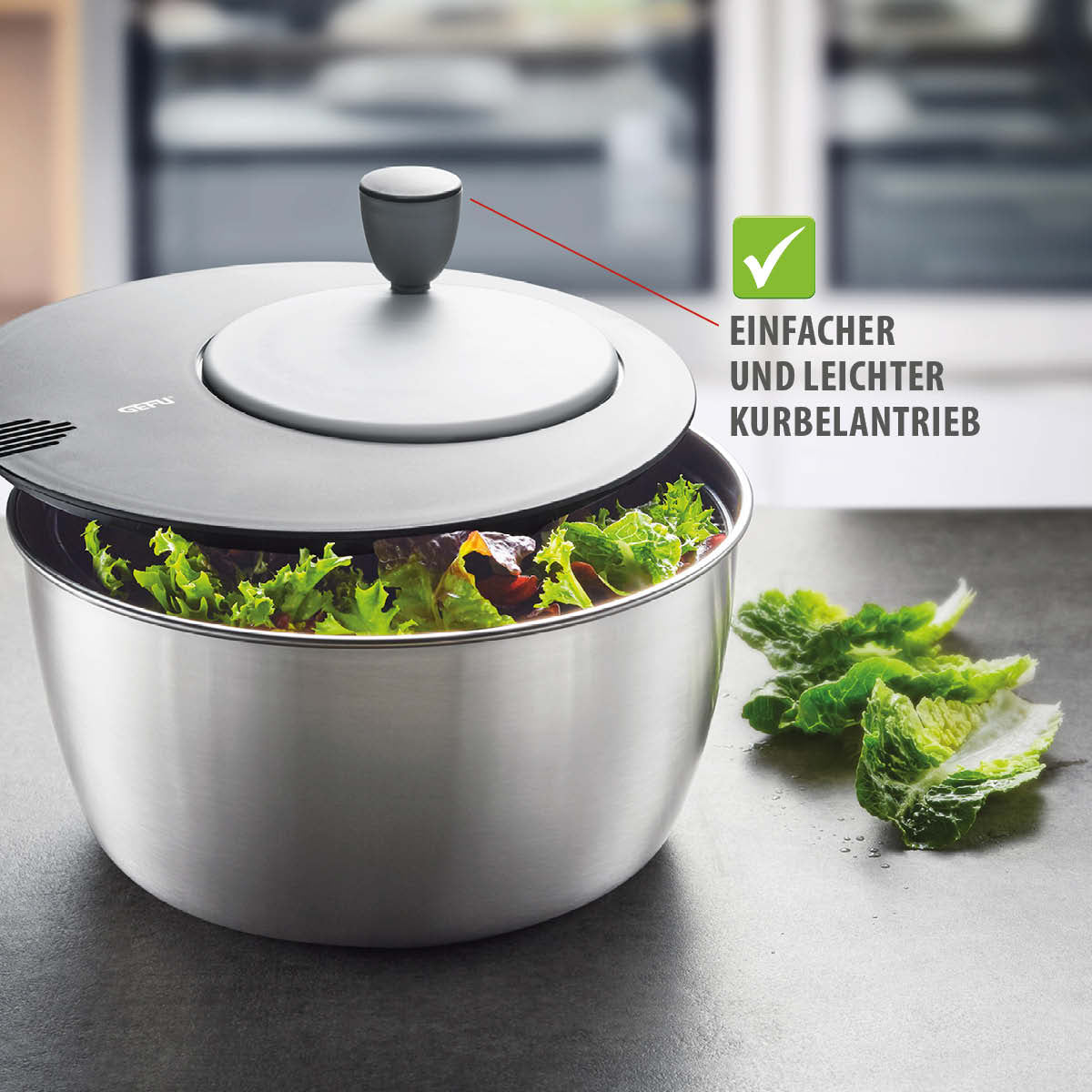 Salad spinner ROTARE, stainless steel, 4 L