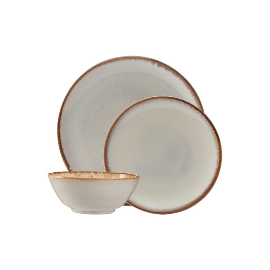 Reactive Glaze Cream 12 Piece Dinner Set